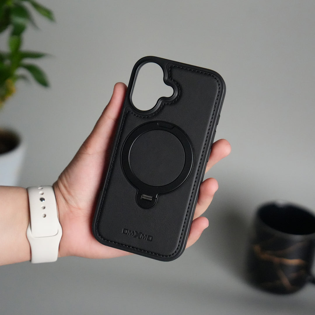 iPhone 17 Premium PU Leather Kickstand Case | Luxury Shockproof Protective Back Cover