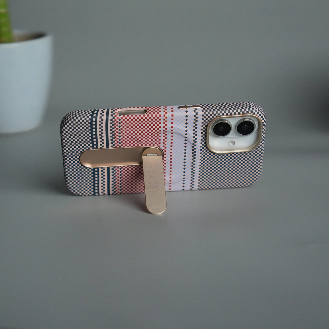 iPhone 17 Premium Pattern Back Case with Metal Kickstand | Slim Shockproof Protective Cover