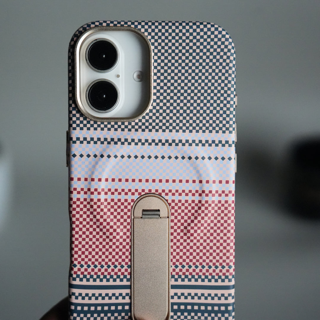 iPhone 17 Premium Pattern Back Case with Metal Kickstand | Slim Shockproof Protective Cover