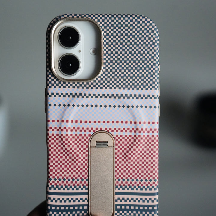 iPhone 17 Premium Pattern Back Case with Metal Kickstand | Slim Shockproof Protective Cover