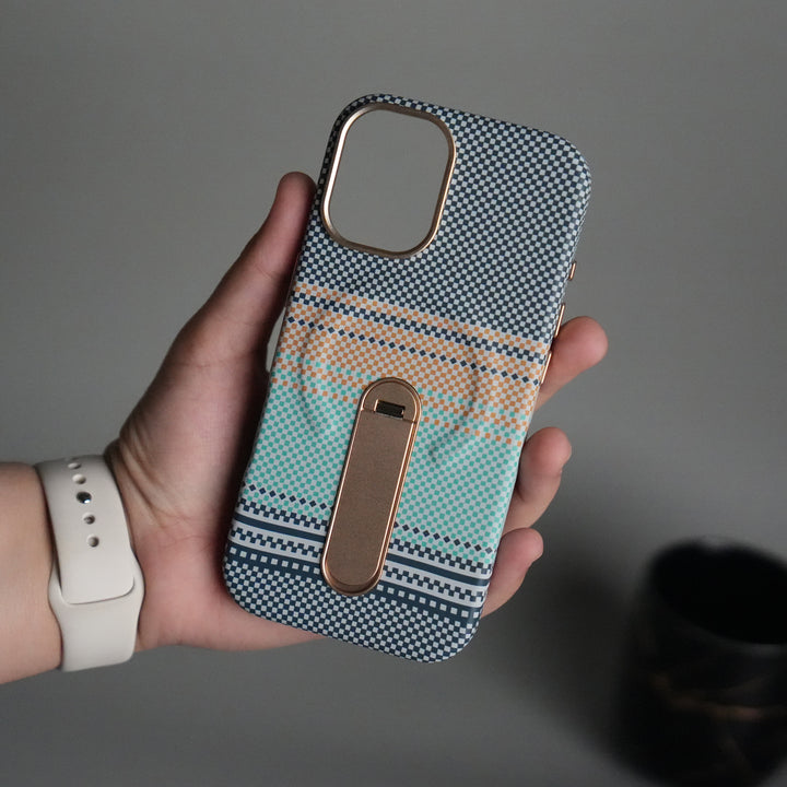 iPhone 17 Premium Pattern Back Case with Metal Kickstand | Slim Shockproof Protective Cover