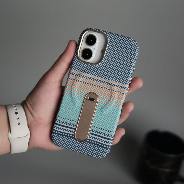 iPhone 17 Premium Pattern Back Case with Metal Kickstand | Slim Shockproof Protective Cover