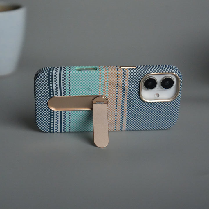 iPhone 17 Premium Pattern Back Case with Metal Kickstand | Slim Shockproof Protective Cover