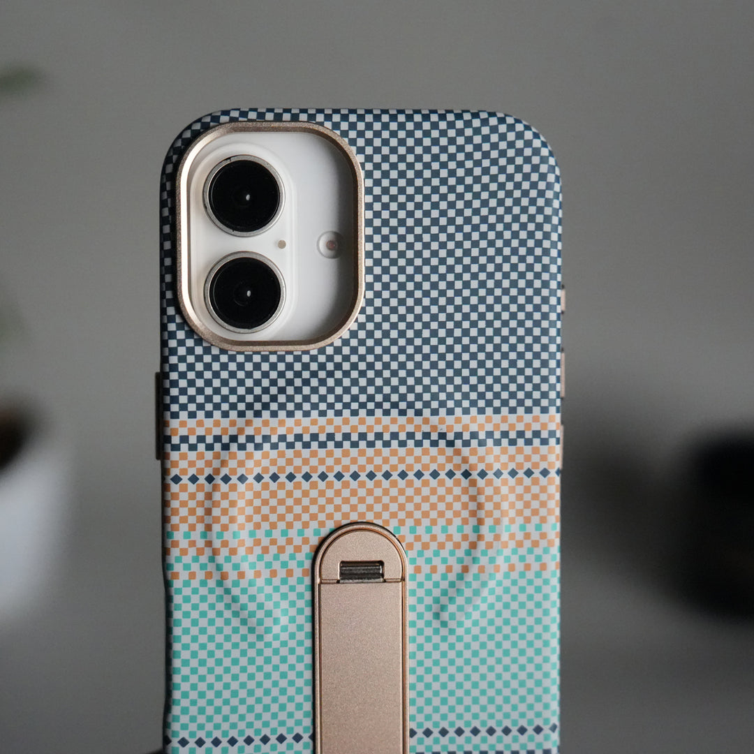 iPhone 17 Premium Pattern Back Case with Metal Kickstand | Slim Shockproof Protective Cover