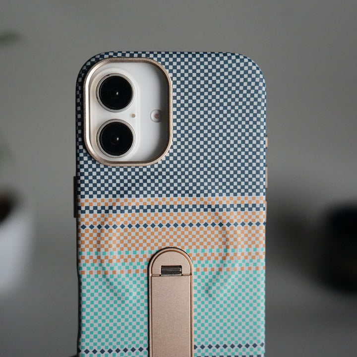 iPhone 17 Premium Pattern Back Case with Metal Kickstand | Slim Shockproof Protective Cover