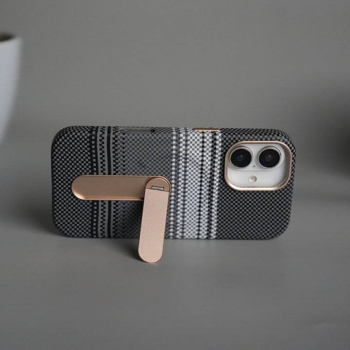 iPhone 17 Premium Pattern Back Case with Metal Kickstand | Slim Shockproof Protective Cover