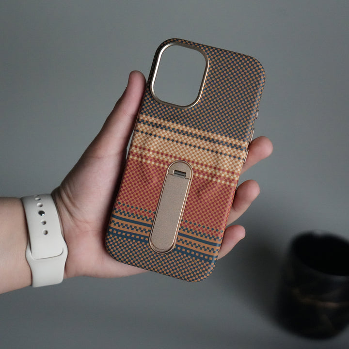 iPhone 17 Premium Pattern Back Case with Metal Kickstand | Slim Shockproof Protective Cover