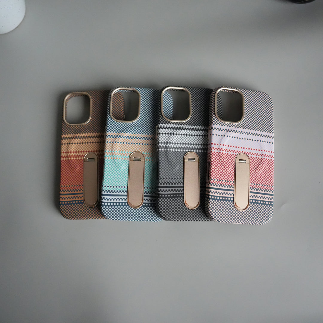 iPhone 17 Premium Pattern Back Case with Metal Kickstand | Slim Shockproof Protective Cover
