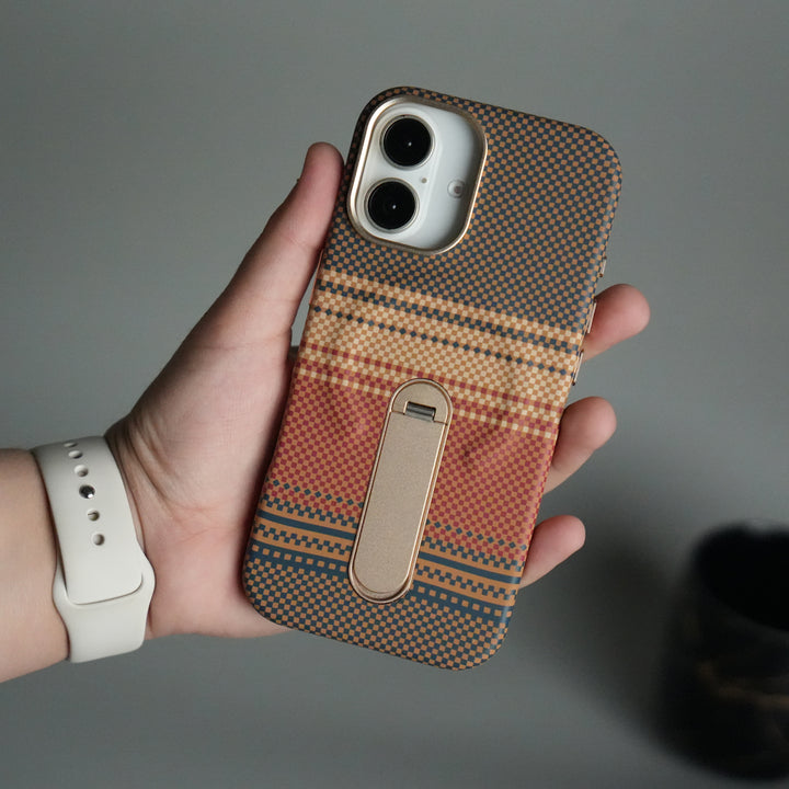 iPhone 17 Premium Pattern Back Case with Metal Kickstand | Slim Shockproof Protective Cover