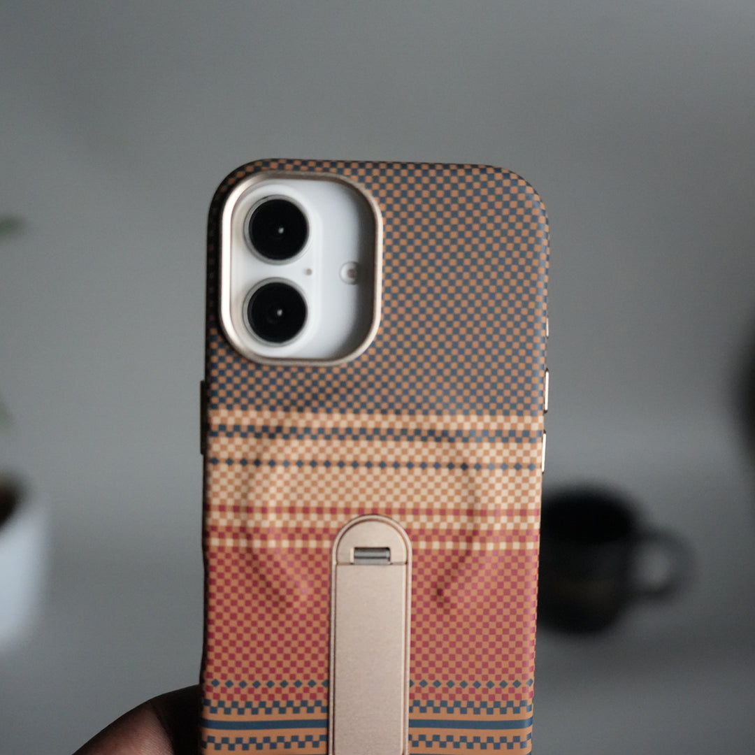 iPhone 17 Premium Pattern Back Case with Metal Kickstand | Slim Shockproof Protective Cover