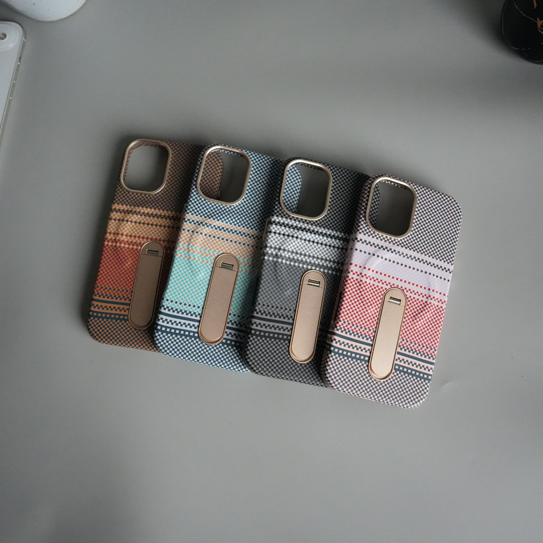 iPhone 17 Premium Pattern Back Case with Metal Kickstand | Slim Shockproof Protective Cover
