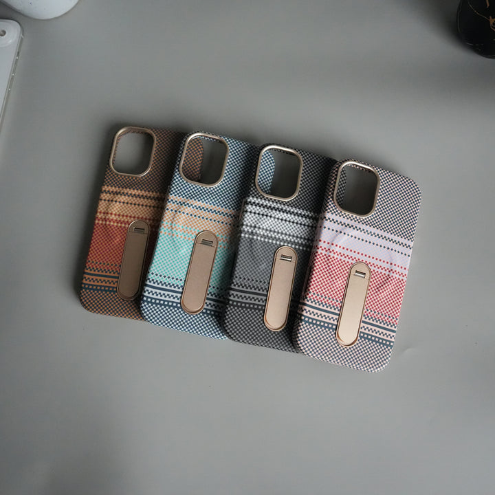 iPhone 17 Premium Pattern Back Case with Metal Kickstand | Slim Shockproof Protective Cover