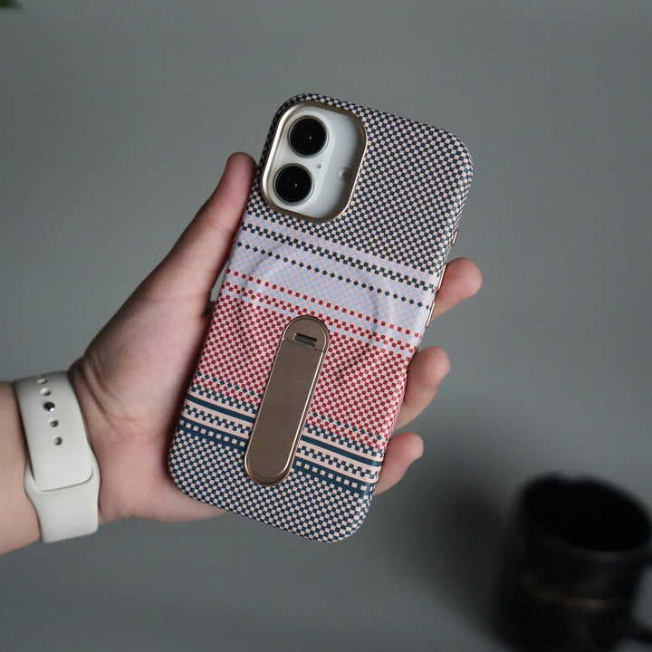 iPhone 17 Premium Pattern Back Case with Metal Kickstand | Slim Shockproof Protective Cover