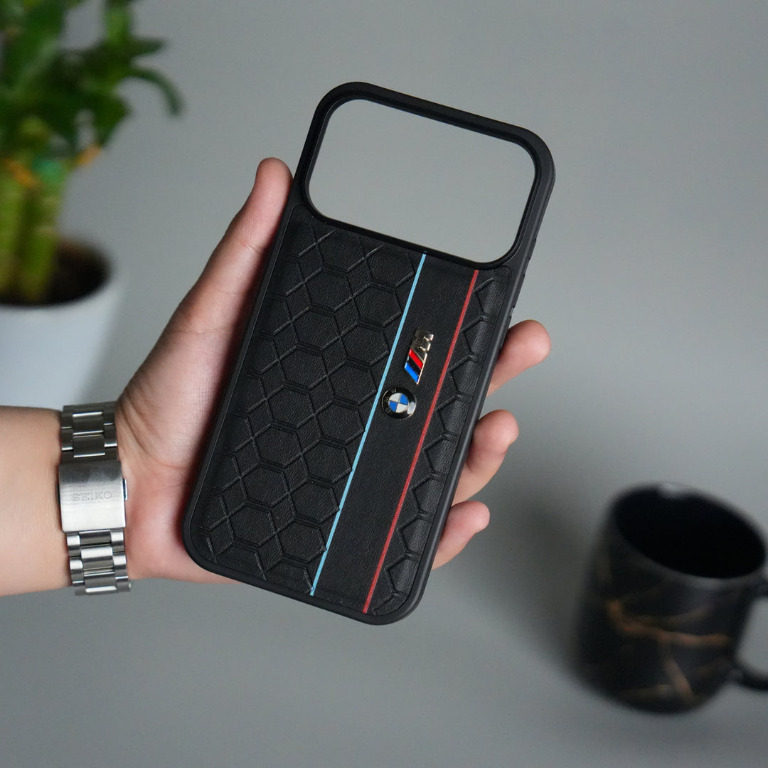 iPhone 17 Pro BMW & M Performance Logo With Honeycomb Design Case Cover(Black)