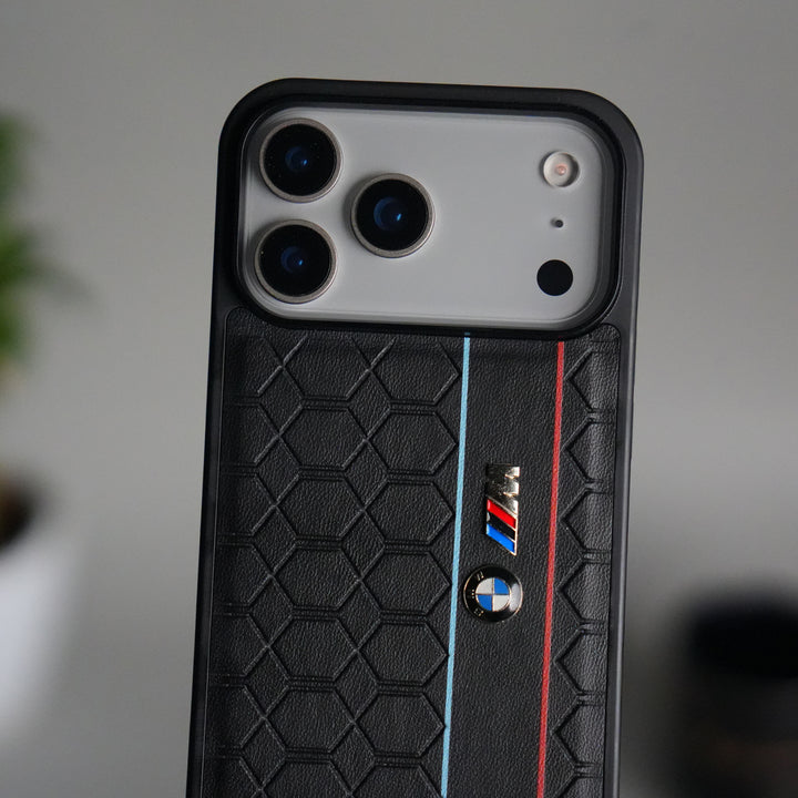 iPhone 17 Pro BMW & M Performance Logo With Honeycomb Design Case Cover(Black)