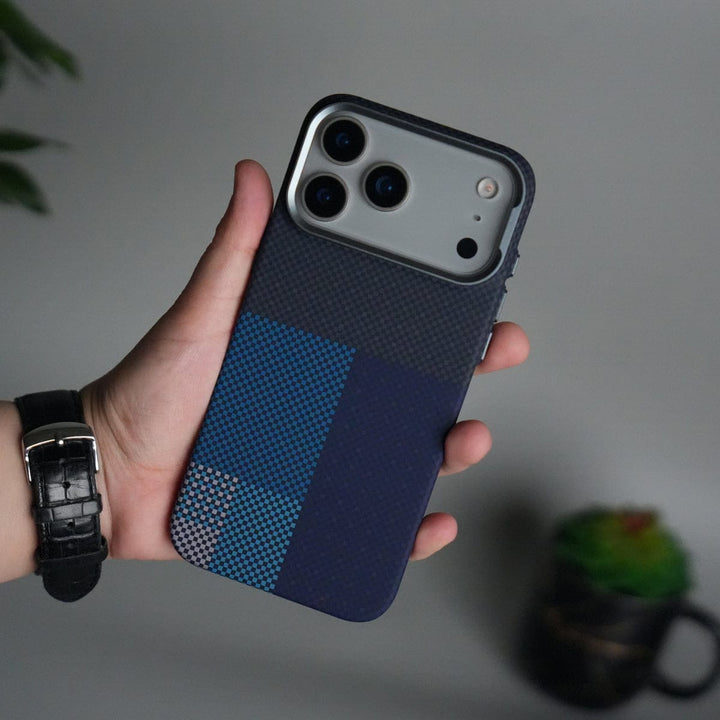 iPhone 17 Pro Carbon Fiber Texture Design Hard Pc MagSafe Case Cover Blueblack
