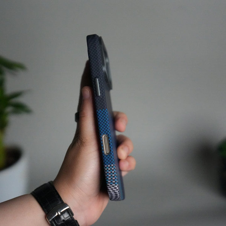 iPhone 17 Pro Carbon Fiber Texture Design Hard Pc MagSafe Case Cover Blueblack
