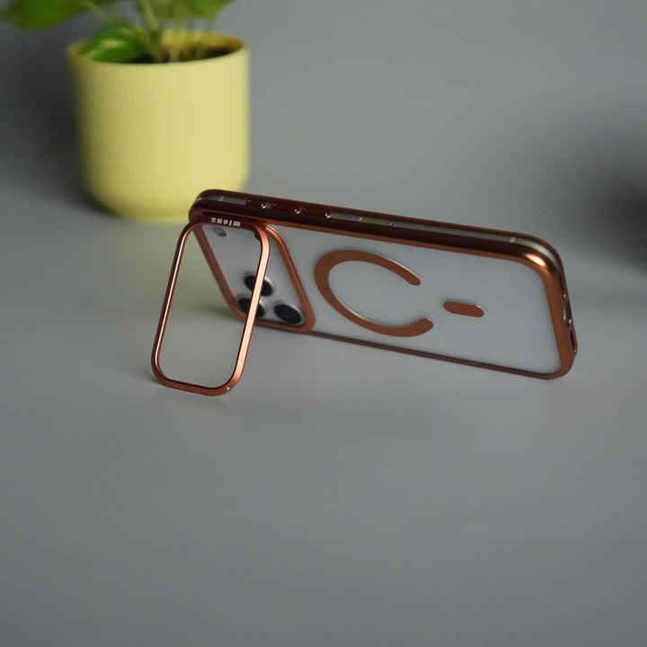 iPhone 17 Pro CrystalView MagSafe Case with Metal Camera Frame Kickstand Cover