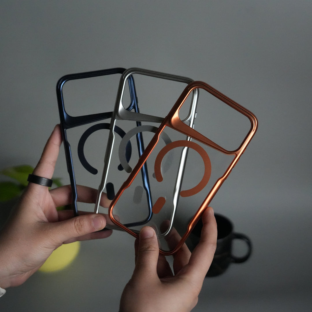 iPhone 17 Pro Electroplated Frame Transparent Magsafe Case
