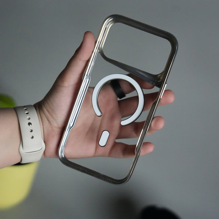 iPhone 17 Pro Electroplated Frame Transparent Magsafe Case