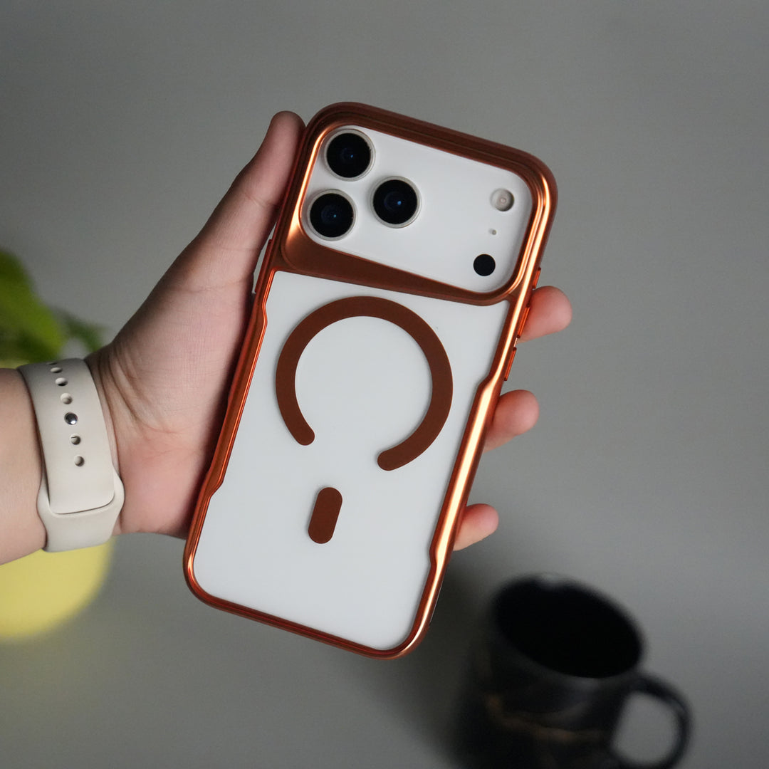 iPhone 17 Pro Electroplated Frame Transparent Magsafe Case