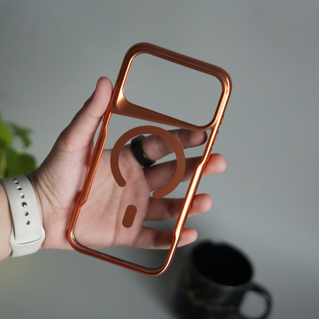 iPhone 17 Pro Electroplated Frame Transparent Magsafe Case