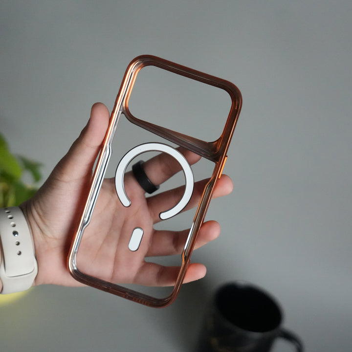 iPhone 17 Pro Electroplated Frame Transparent Magsafe Case
