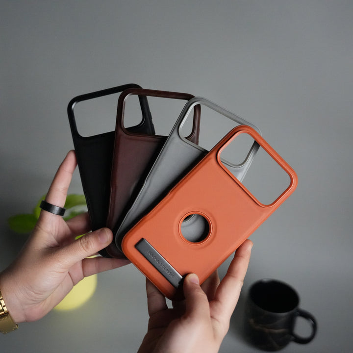 iPhone 17 Pro Full PU Leather Inbuilt Metal Stand Case Cover