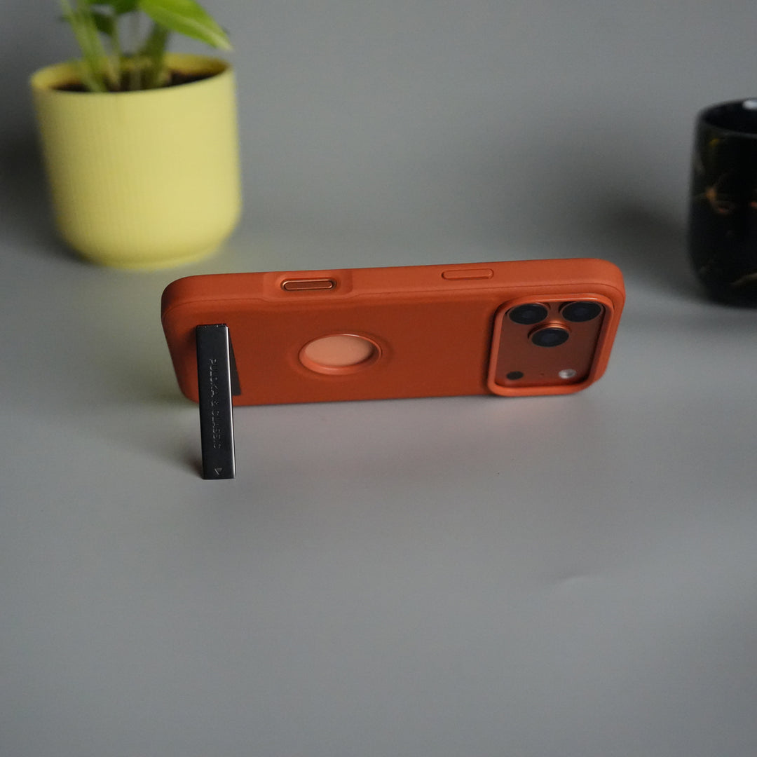 iPhone 17 Pro Full PU Leather Inbuilt Metal Stand Case Cover