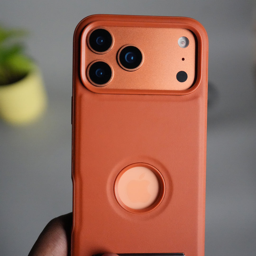 iPhone 17 Pro Full PU Leather Inbuilt Metal Stand Case Cover