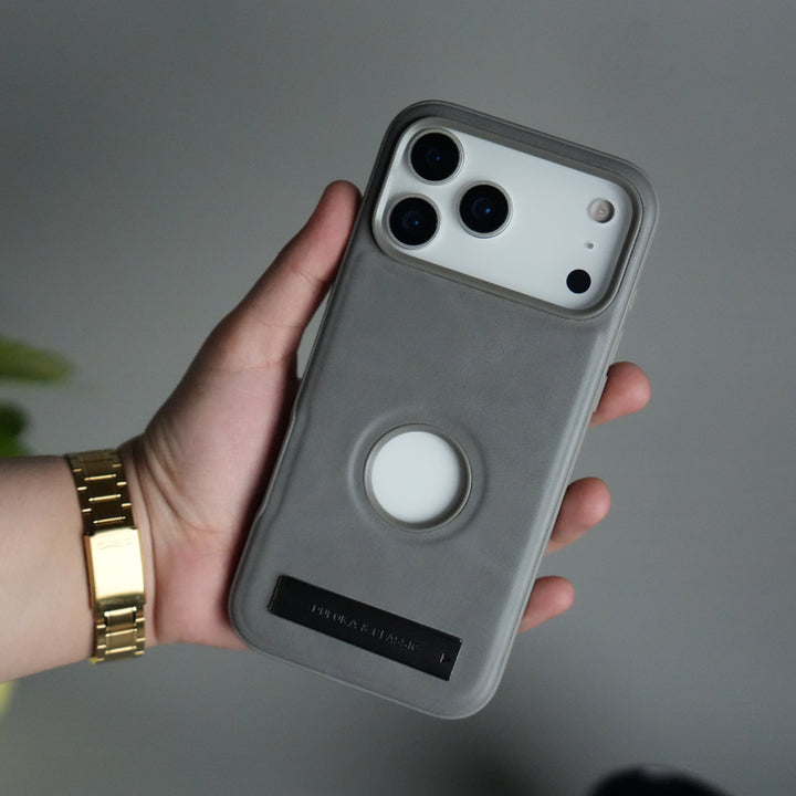 iPhone 17 Pro Full PU Leather Inbuilt Metal Stand Case Cover