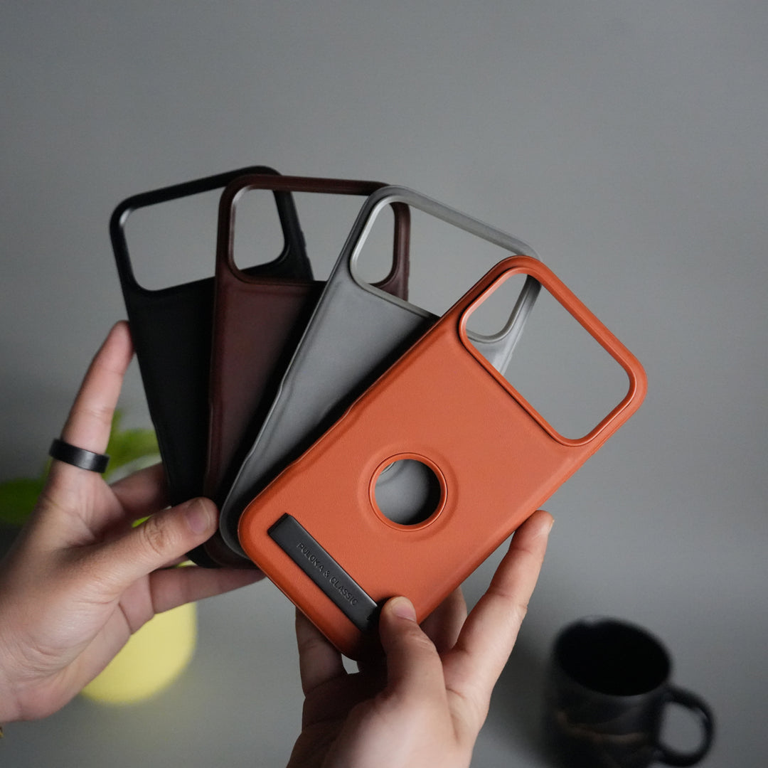 iPhone 17 Pro Full PU Leather Inbuilt Metal Stand Case Cover