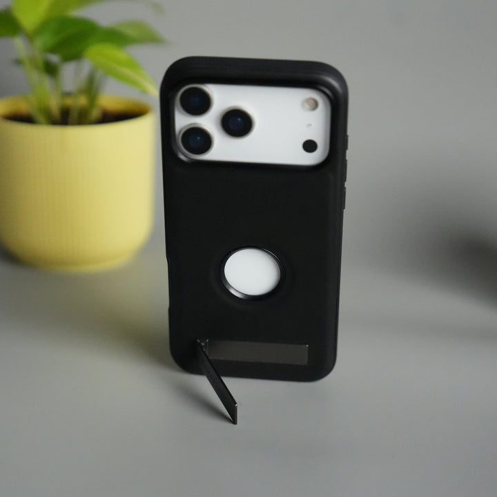 iPhone 17 Pro Full PU Leather Inbuilt Metal Stand Case Cover