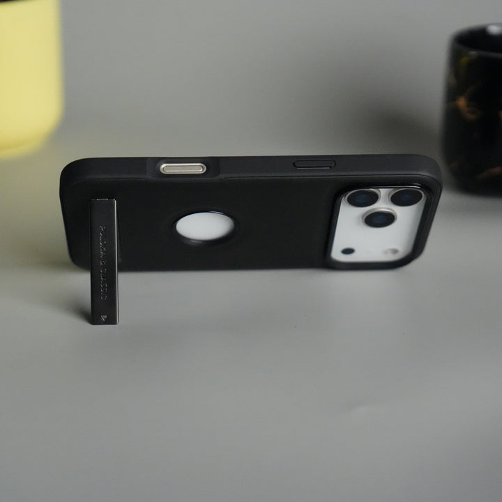 iPhone 17 Pro Full PU Leather Inbuilt Metal Stand Case Cover