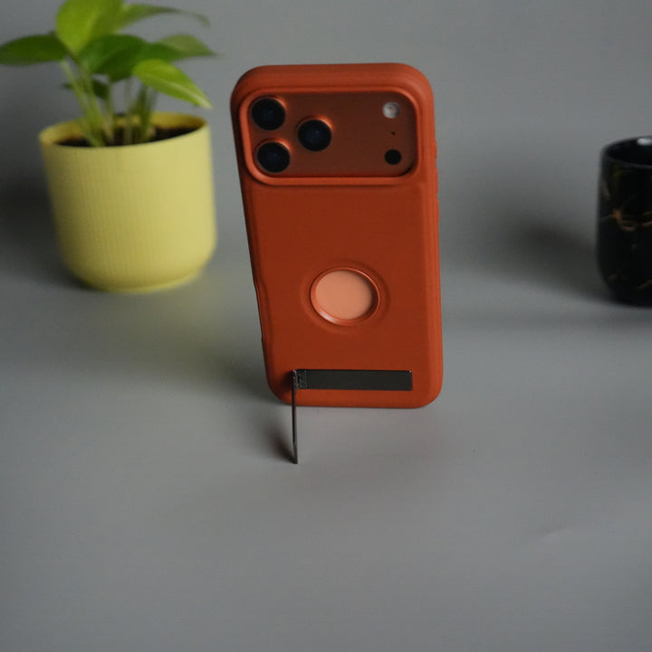 iPhone 17 Pro Full PU Leather Inbuilt Metal Stand Case Cover