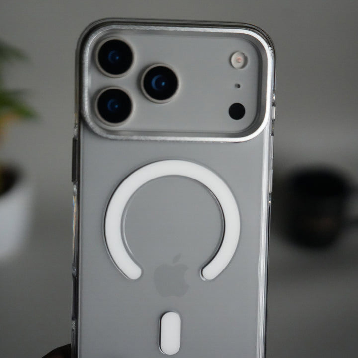 iPhone 17 Pro Hard Crystal Transparent MagSafe Case | Anti-Yellow Clear Back Cover with Metal Camera Bump