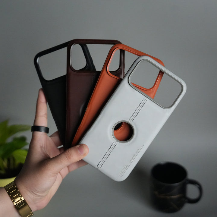 iPhone 17 Pro Leather Case | Classic Middle Stitched PU Back Cover