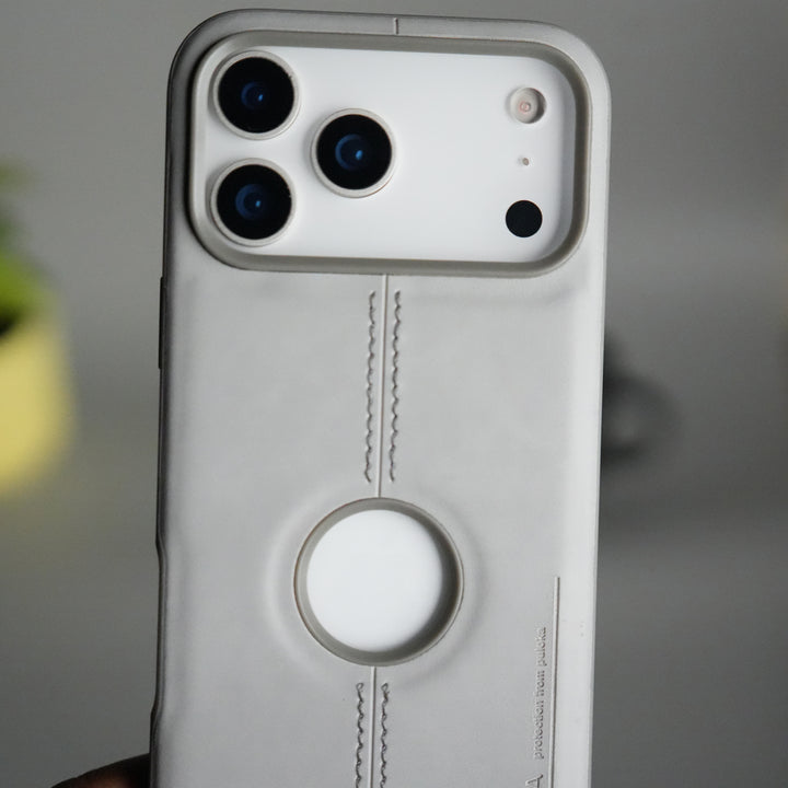 iPhone 17 Pro Leather Case | Classic Middle Stitched PU Back Cover