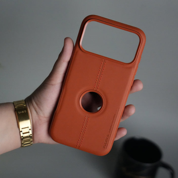 iPhone 17 Pro Leather Case | Classic Middle Stitched PU Back Cover