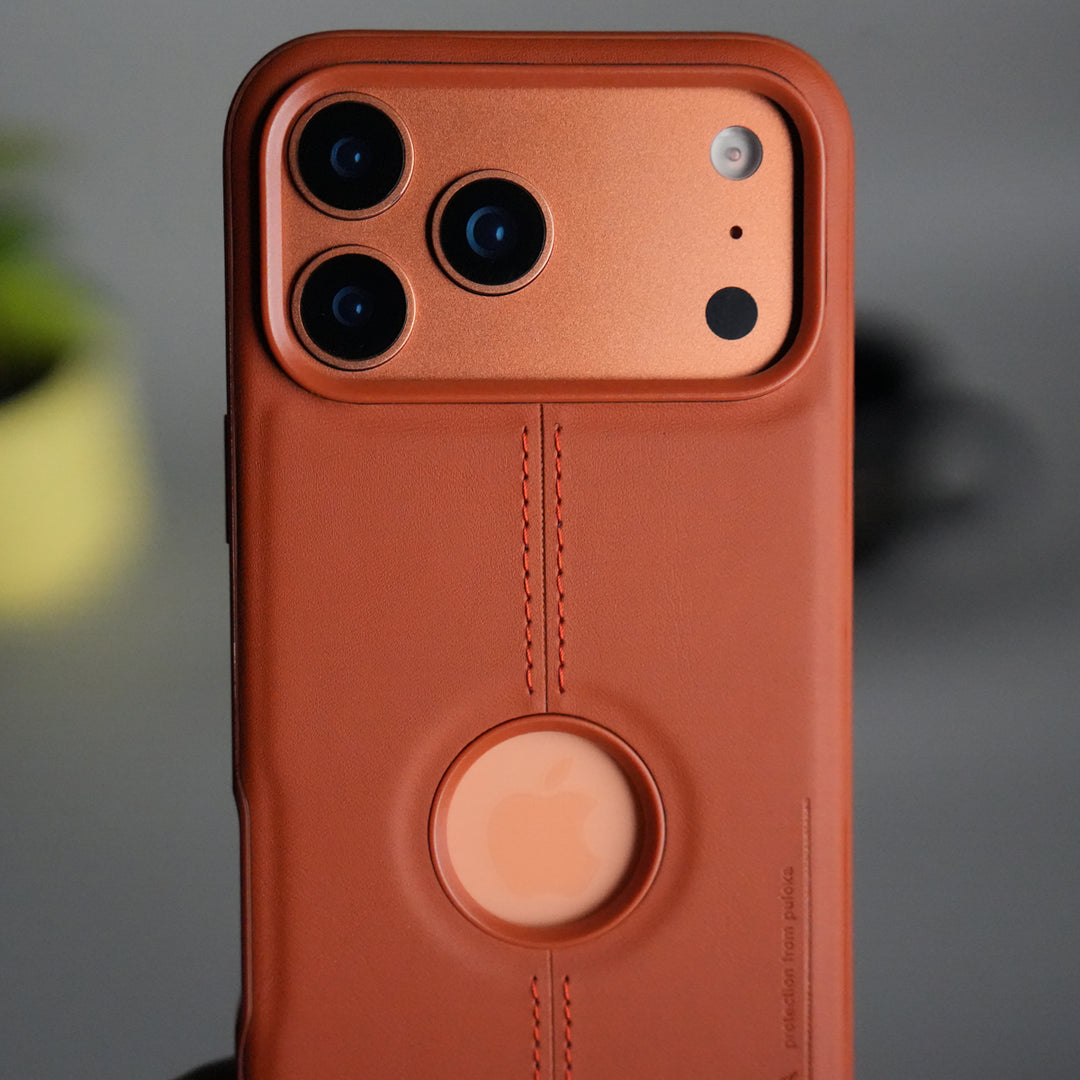 iPhone 17 Pro Leather Case | Classic Middle Stitched PU Back Cover