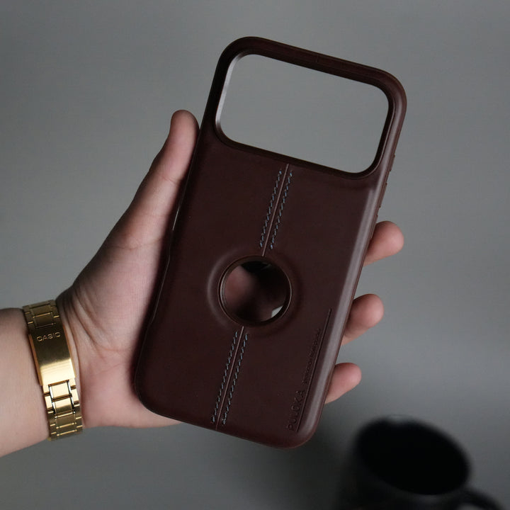 iPhone 17 Pro Leather Case | Classic Middle Stitched PU Back Cover