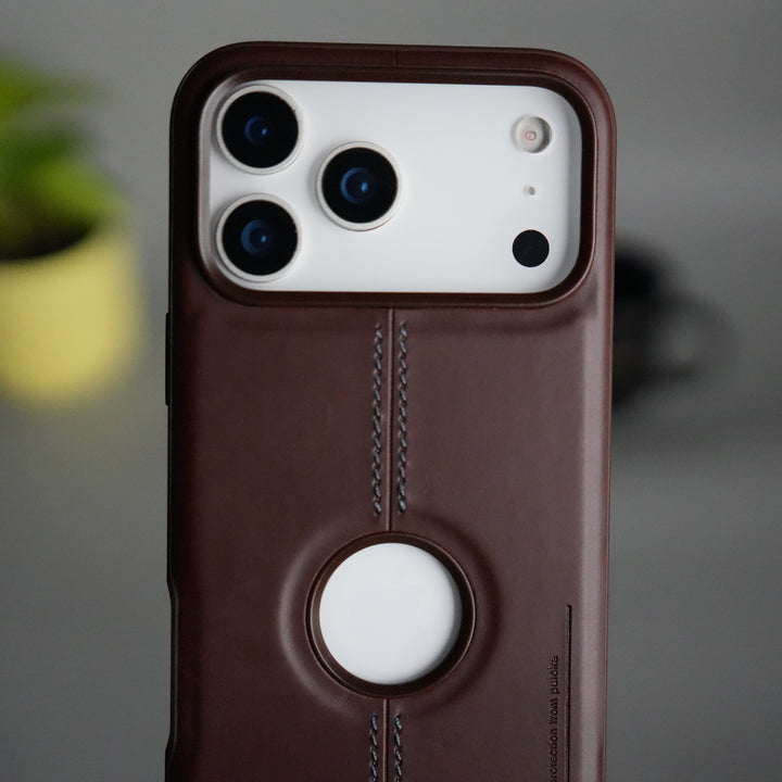 iPhone 17 Pro Leather Case | Classic Middle Stitched PU Back Cover