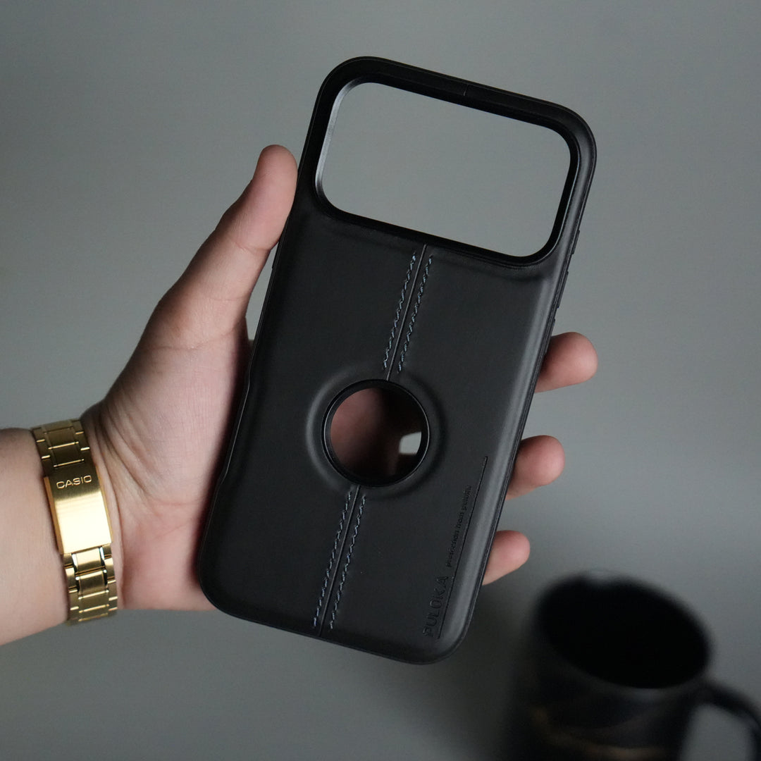 iPhone 17 Pro Leather Case | Classic Middle Stitched PU Back Cover