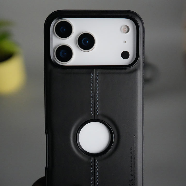 iPhone 17 Pro Leather Case | Classic Middle Stitched PU Back Cover