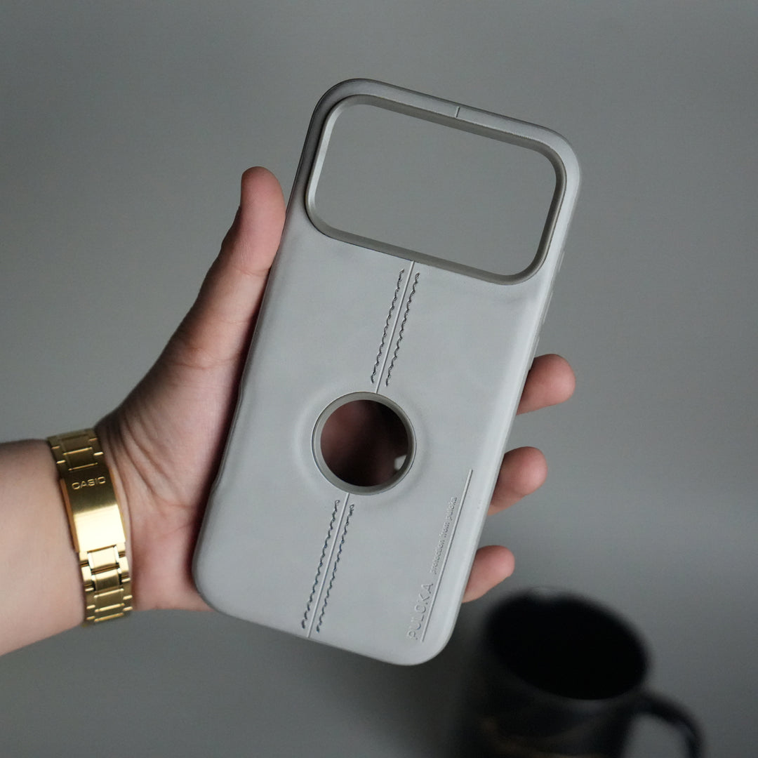 iPhone 17 Pro Leather Case | Classic Middle Stitched PU Back Cover