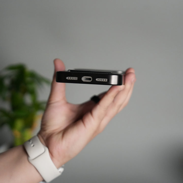 iPhone 17 Pro Leather Mate Chrome Plated Kick Stand Case Cover