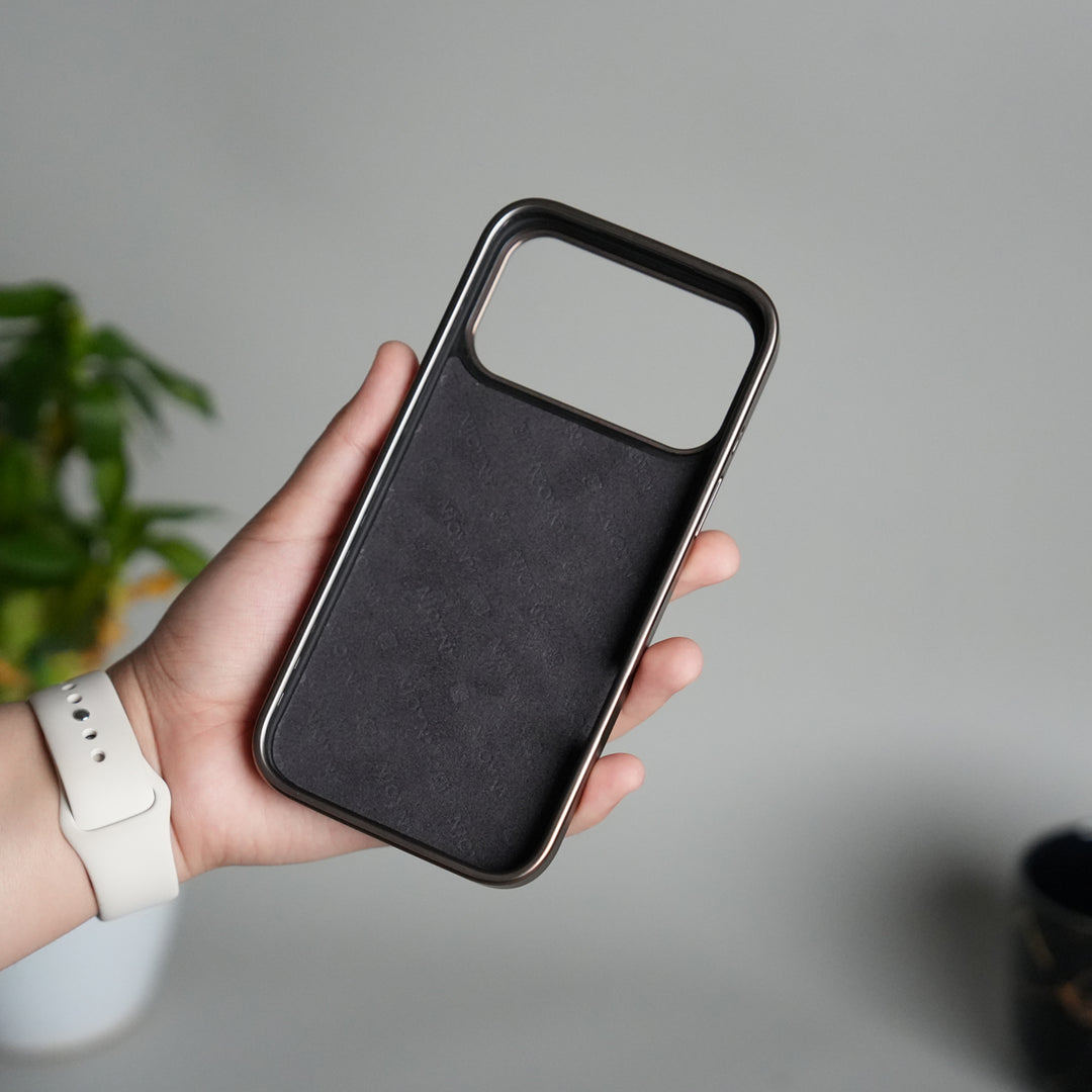 iPhone 17 Pro Leather Mate Chrome Plated Kick Stand Case Cover