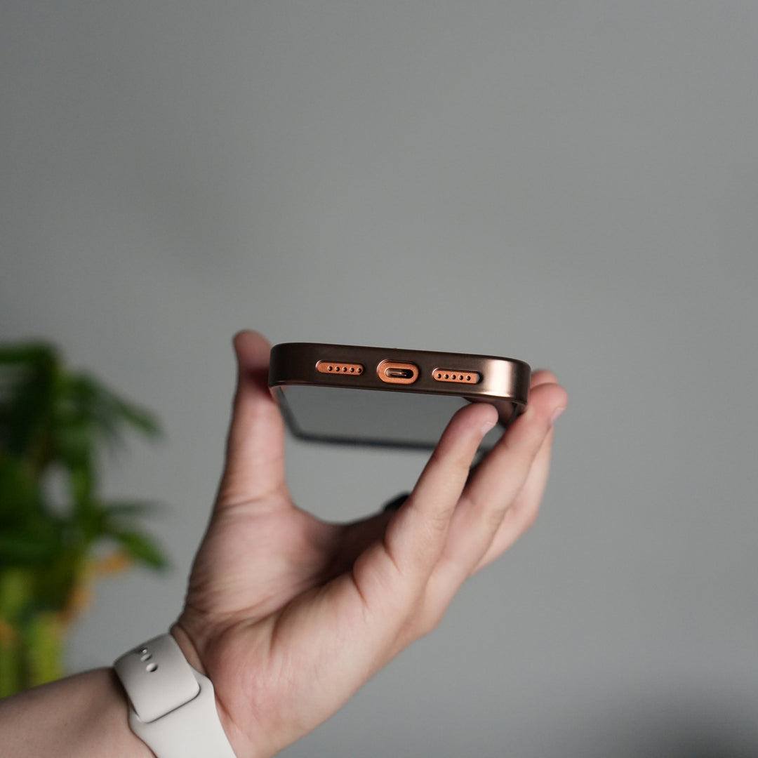 iPhone 17 Pro Leather Mate Chrome Plated Kick Stand Case Cover