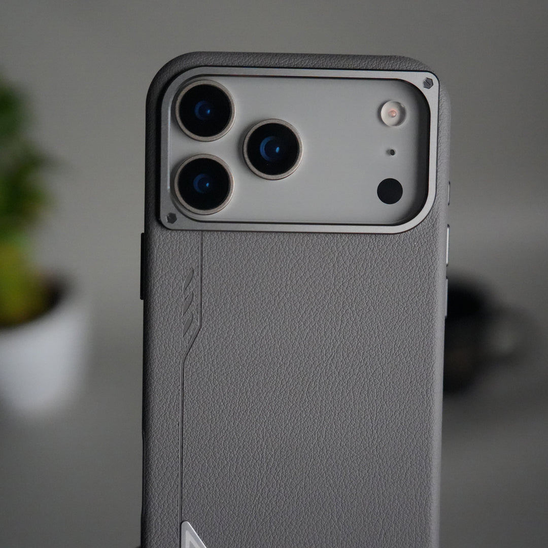 iPhone 17 Pro Leather Texture MagSafe PVC NUIU Case With Metal Camera Bump