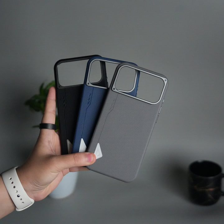 iPhone 17 Pro Leather Texture MagSafe PVC NUIU Case With Metal Camera Bump